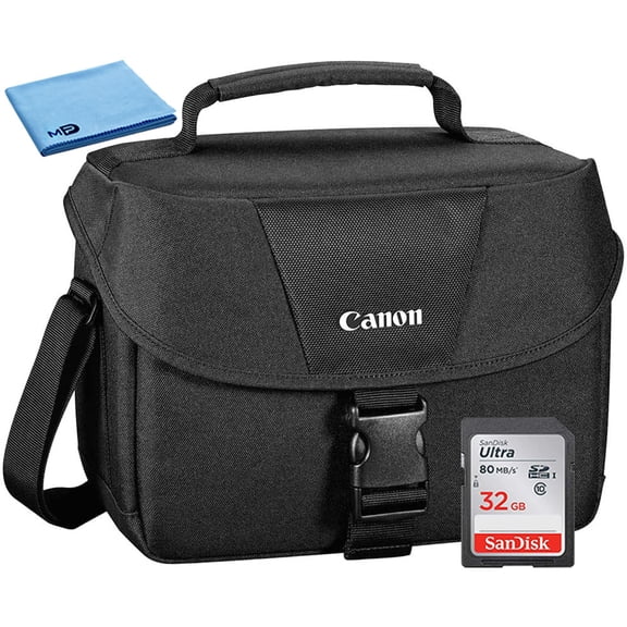 Canon 100ES Padded Digital SLR EOS Camera Shoulder Gadget Case   32GB SD Card(International Model)