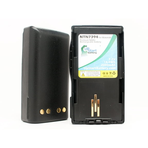 2x Pack Compatible Motorola NTN7394C Battery - Compatible for Motorola NTN7394 Two-Way Radio Battery (2000mAh, 7.2V, NI-MH)