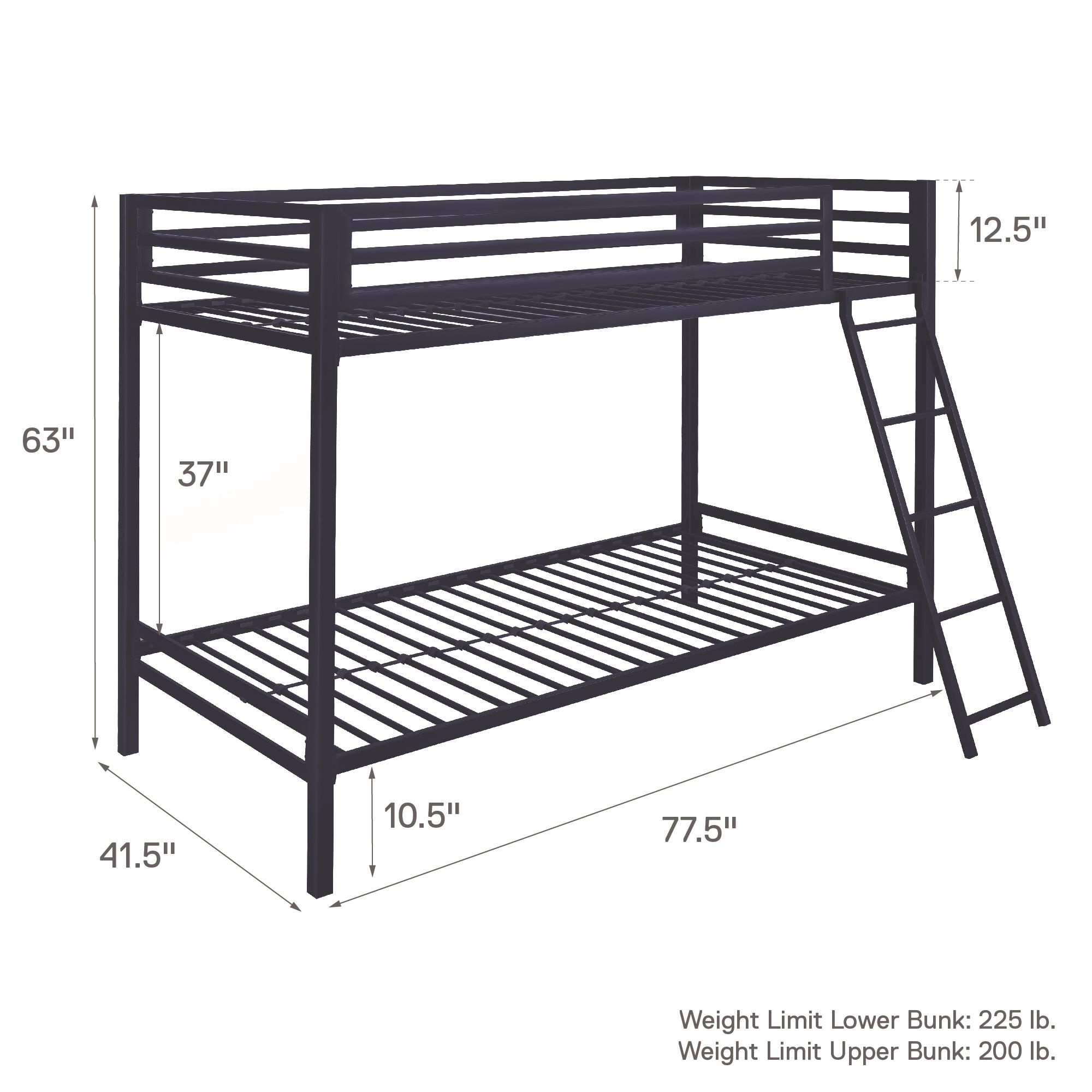 Mainstays Premium Metal Twin over Twin Bunk Bed, Blue - Walmart.com