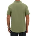 thumbnail image 3 of INSPIRE CHIC Men's Linen Chest Pocket Short Sleeve Casual Hawaiian Beach Polo Shirts 2XL Olive Green, 3 of 6