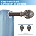 thumbnail image 2 of Urbanest Adjustable Single Curtain Rod Set Gold Artichoke Finials – 1 - Inch Diameter, With Bronze Rod, 48–84 Inches, 2 of 5