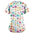 thumbnail image 3 of ADSSDQ Fun Scrubs for Women Color Dots Printed Srcubs Tops Stretch Plus Size Short Sleeve V-Neck Working Nurse Uniform with Pockets Mint Green 3XL, 3 of 3