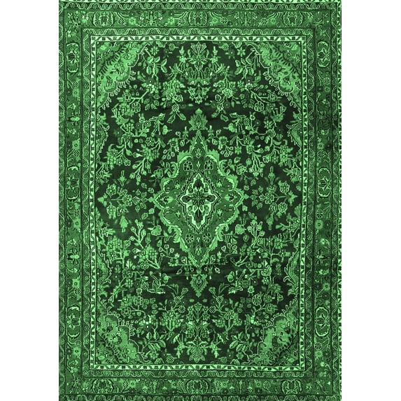 Ahgly Company Indoor Rectangle Persian Emerald Green Traditional Area Rugs, 4' x 6'