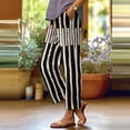 thumbnail image 3 of Beach Pants for Women 2026 Spring Summer Relaxed Fit Elastic Waist Straight Leg Cotton Linen Cropped Pants with Pockets, 3 of 5