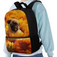 thumbnail image 4 of Uourmeti Pug Sunflower Design Backpack, Roomy Storage Bookbag 17 Inch Non Fade Student Bookbag for Work School, 4 of 6