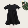 thumbnail image 2 of PINQI Princess Sundress for Children Toddler Girl Short Sleeve Round Neck High Waist Solid Color Dress Eight Colors for 1 To 6 Years, 2 of 4
