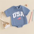 thumbnail image 2 of KAUOD Boys USA Letter Print Romper Baby Boys Girls 4th of July Outfits American Flag Clothes Short Sleeve Cotton Bodysuit, 2 of 3