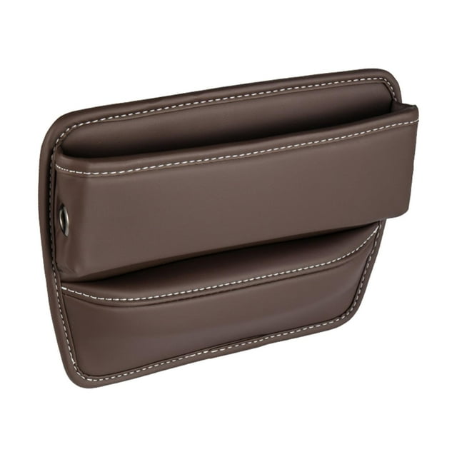 Organizador de asientos delanteros Kusrkot Accesorios interiores portátiles de alta capacidad PU Grieta Marron oscuro