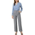 thumbnail image 2 of INSPIRE CHIC Women's Plaid Elastic Waist Button Zipper Straight Leg Long Pants XS Dark Gray, 2 of 7