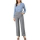 thumbnail image 2 of Pantalones largos rectos de cintura elástica con botones y cremallera de cuadros para mujer INSPIRE CHIC XL gris oscuro, 2 of 7