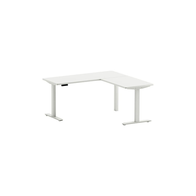 Motionwise M4 EXEC Series 60” x 60” Bureau en L Électrique à Hauteur Réglable Assis-Debout (Blanc)