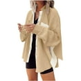 thumbnail image 2 of Under10 EGNMCR Womens waffles Knit Shacket Jacket Casual Long Sleeve Button Down Shirts Dressy Blouses Tops with Pockets Fall Winter, 2 of 5