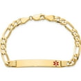 thumbnail image 4 of 14K Yellow Gold Medical Red Enamel Flat Figaro Link Id Bracelet (8 X 6.5) Made In United States xm566fr-8, 4 of 5