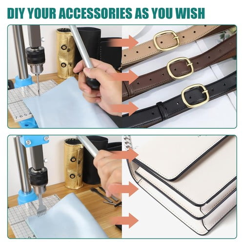 TOAUTO Premium Manual Leather Punch Tool Mute Hand Press Punching Machine with Chuck, PP & Aluminum Plates for DIY Leather Craft