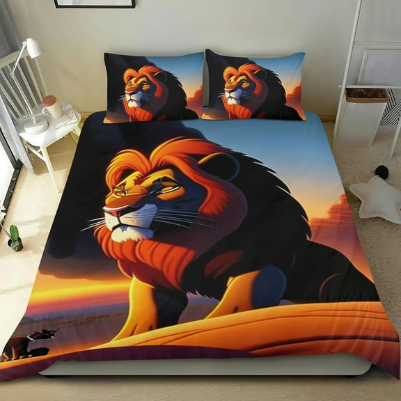 Mufasa The Lion King Themed Bed Sheet Set Three Piece Set 53x79 In ches Comfortable And Skin Friendly Unique Design Creating A Star Studded Night Home Gifts For Family Friends fans