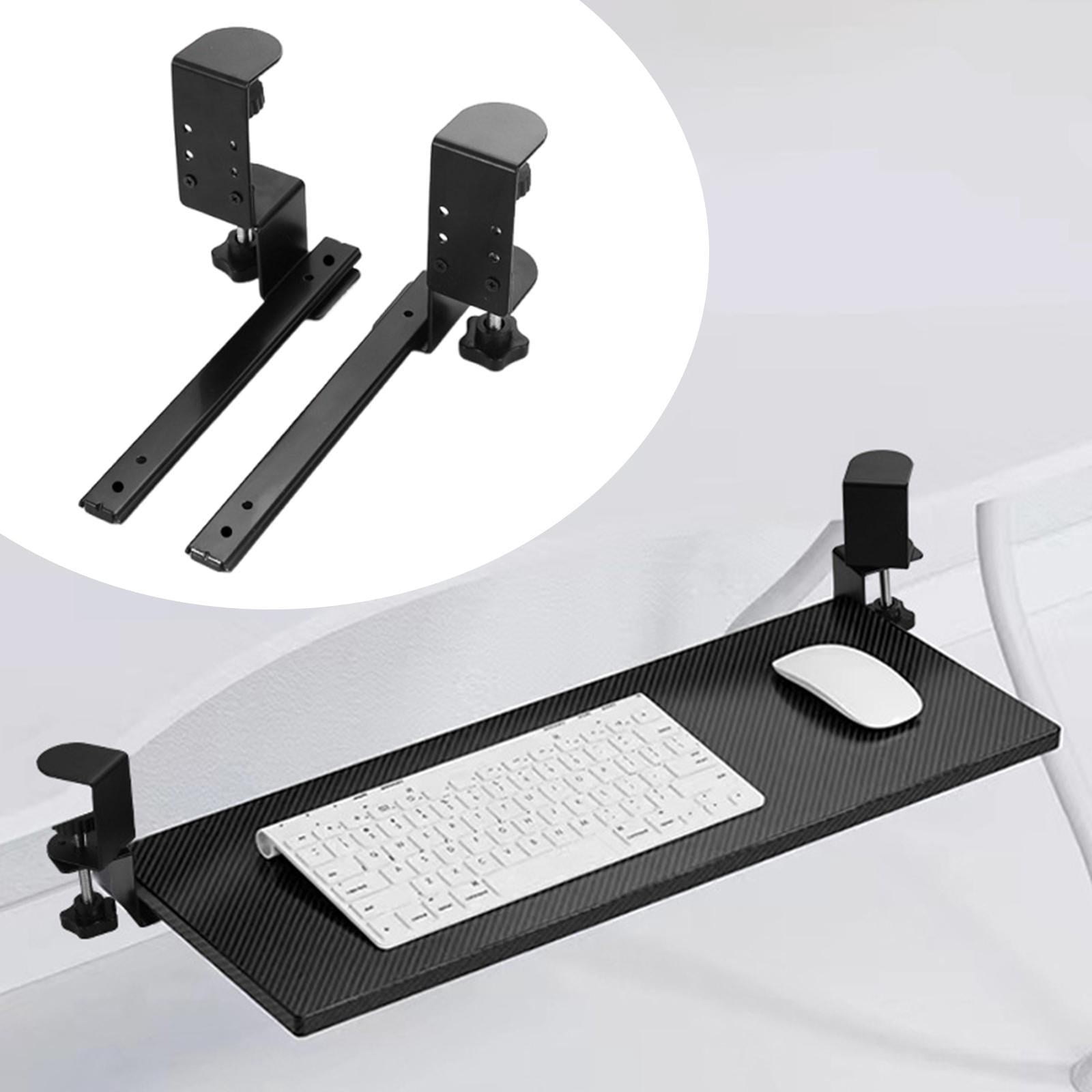 2 Pieces Under Desk Keyboard Tray Keyboard Slide Desk Extender Heavy Duty Steel for Office Computer Workstation