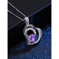 thumbnail image 3 of Devuggo Sterling Silver Double Heart Simulated Amethyst Pendant Necklace Gifts For Her, 3 of 7