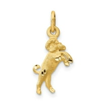 Diamond2Deal 14k Yellow Gold Satin Diamond-Cut Aries Zodiac Charm Pendant for Women (L- 0.79 inch, W- 0.4 inch)