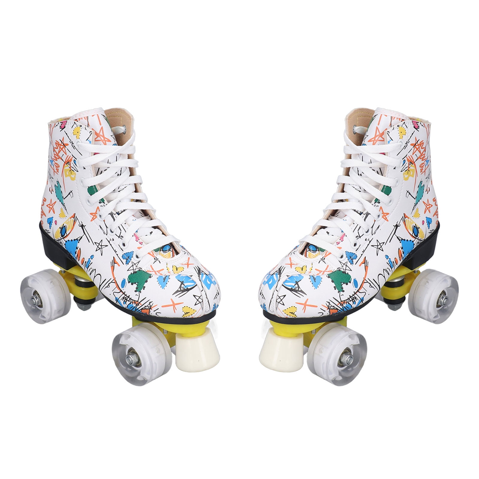 Double Row Roller Skates For Kids And Adults White Graffiti