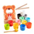 thumbnail image 3 of Juguete de madera para comer, juego de alimentación, actividades de aprendizaje preescolar, motricidad fina Vasos de 12 colores, 3 of 9