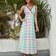 thumbnail image 3 of Sleeveless Dress Spring Plaid Pastel Easter Check Prom gown evening dress ladies, 3 of 5