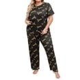 thumbnail image 2 of Uaswgudfs Plus Size Women's Crew Neck Heart Letter Print 2 - Piece Pajama Set, Short Sleeve Top & Long Pants for Women, 2 of 6