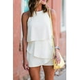 thumbnail image 1 of Women's White O Neck Ruffle Romper, 1 of 8