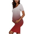 thumbnail image 3 of Womens Crew Neck Maternity Midi Dress Short Sleeve Slim Fit Pregnancy Dress Summer Casual Pregnancy Clothes for Baby Shower, 3 of 6