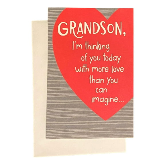Valentine's Day Greeting Card for Young Grandson - GRANDSON, I'm thinking of you today with more love than you can imagine...; Heart