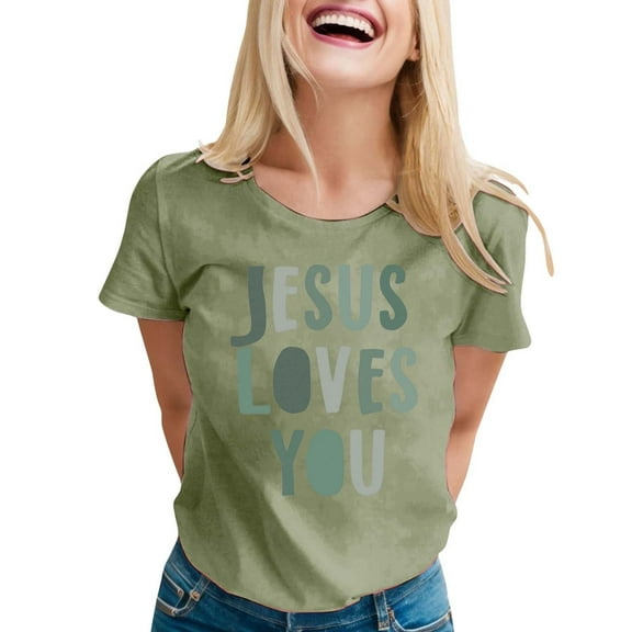 SHITINN Women's Casual Printed Round Neck Short Sleeve T Shirt Top Women Shirts Short Sleeve Blouses Summer Tops