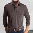thumbnail image 2 of Men Summer Tops Male Autumn And Winter Solid Color Lapel Long Sleeve Button Neck Striped Oversized T Shirt Top Mens Athletic Shirts Graphic Tees Men Vintage Wide Stripe Shirt Workout Warm Coffee 3XL, 2 of 6