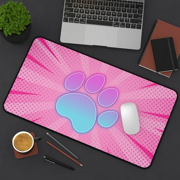 Large Pink Mouse Pad with Dog Print, XL Gaming Mousepad for Laptop PC
