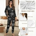thumbnail image 7 of DISNIMO 2 Pack Pajama Sets for Womens Spider Web Printed Long Sleeve Halloween Sleepwear Button Down Loungewear with Long Pants V Neck Soft Nightwear, 7 of 7