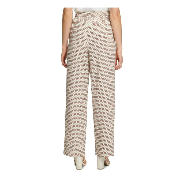 DKNY Womens Beige Pocketed Pull-on Style Elastic Waistband Printed Wear To  Work Wide Leg Pants XS 