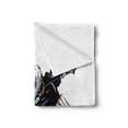 thumbnail image 2 of Hockey Soft Flannel Fleece Throw Blanket, Goalkeeper Hand Drawn Style Protective Gear in a Competitive Game, Cozy Plush for Indoor and Outdoor Use, 70" x 90", Purple Black White, by Ambesonne, 2 of 5