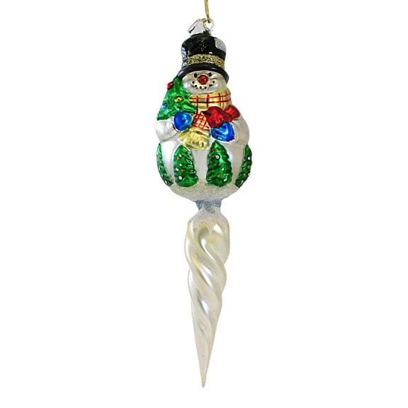 Craftoutlet.Com Snowman With Twist - One Ornament 10.25 Inch, Glass - Christmas Red Bird Tree Mg004