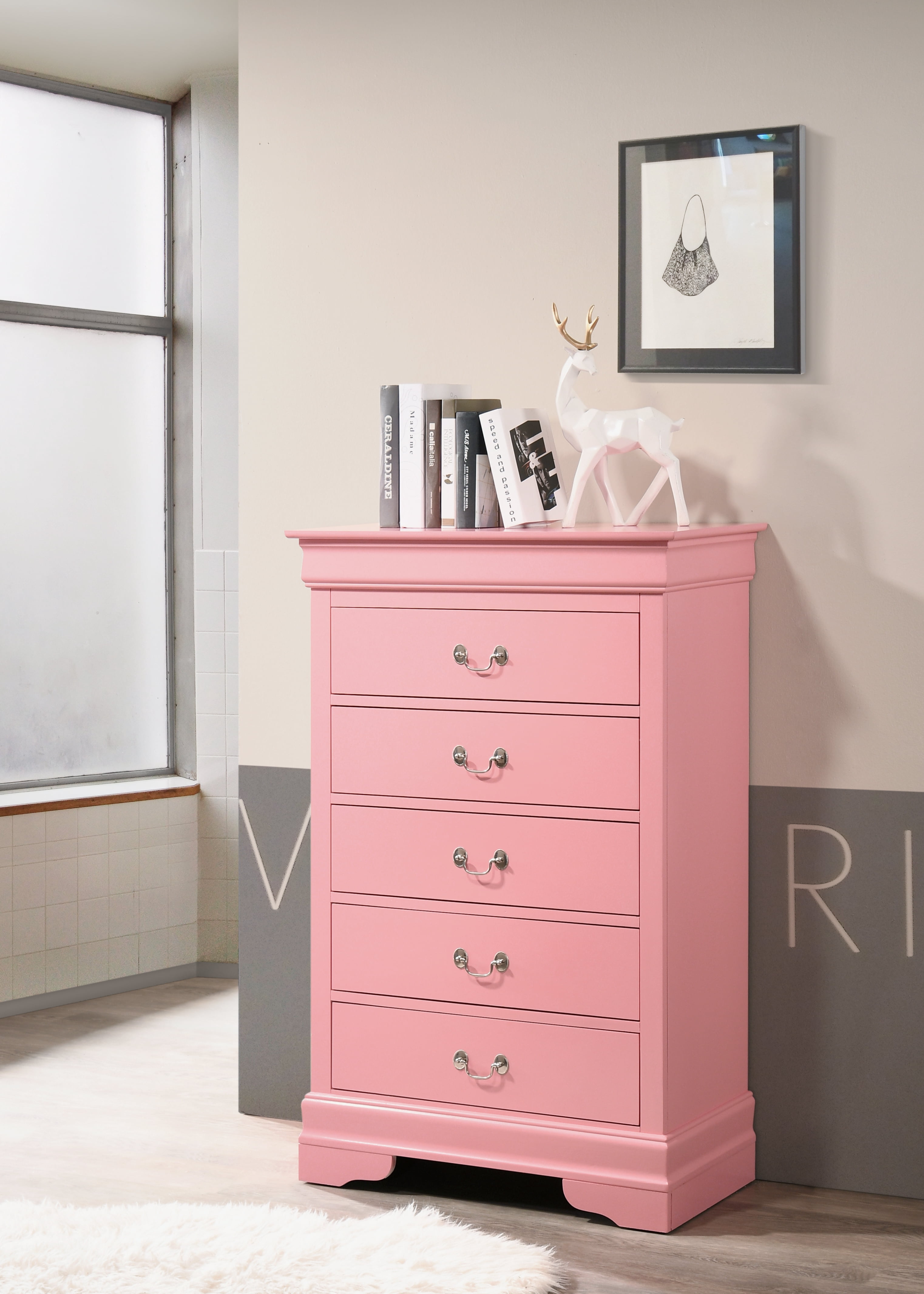 Glory Furniture Paige Accent Chair in Pink Color