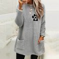 thumbnail image 3 of Gibobby Sudaderas con cremallera Sudadera con capucha de felpa con bolsillo y manga larga holgada con cuello redondo y estampado de amor para mujer (Gris, L), 3 of 5