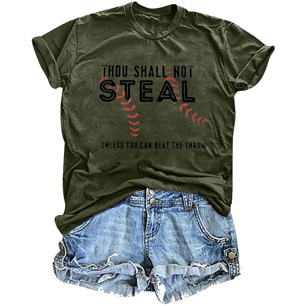 Mujeres Impreso Casual Top, Manga Corta Crew Cuello Blusa para la Primavera Y el Verano Desgaste, Ligero Imitación Algodón Moda Tee