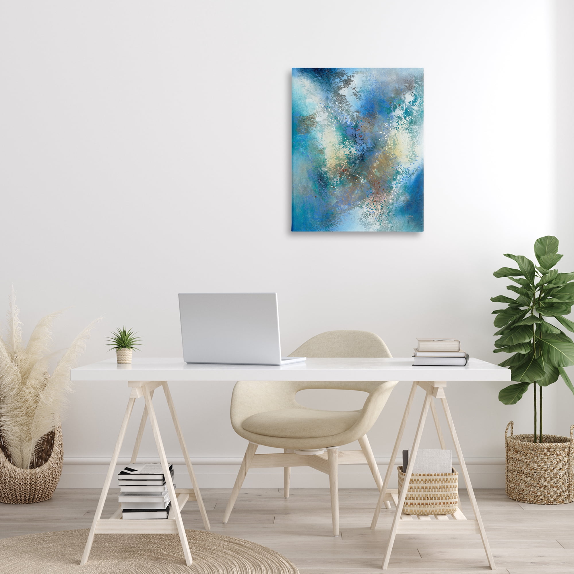 Stupell Industries Fluid Blue Abstraction Abstract Painting Gallery Wrapped Canvas Art Print Wall Art, 24 x 30