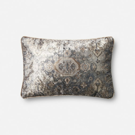 Loloi Rugs P0608 Gray Faded Ikat Throw Pillow