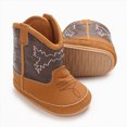 thumbnail image 4 of Booties for Baby & Toddler Cowboy Cowgirl Boots Infant Western Boots Toddler Boys Girls Round Toe Riding Mid Calf Boots Size 0-3 Months, 4 of 9