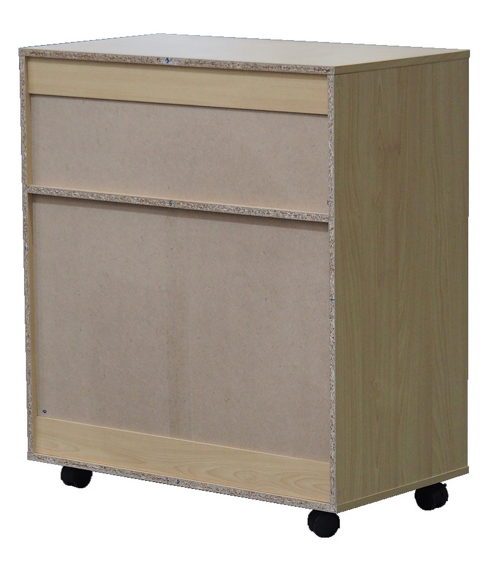 Kings Brand Furniture Beech Wood Kitchen Serving & Storage Cart – 2-Door Cabinet with Open Shelf for Dining & Cooking Spaces