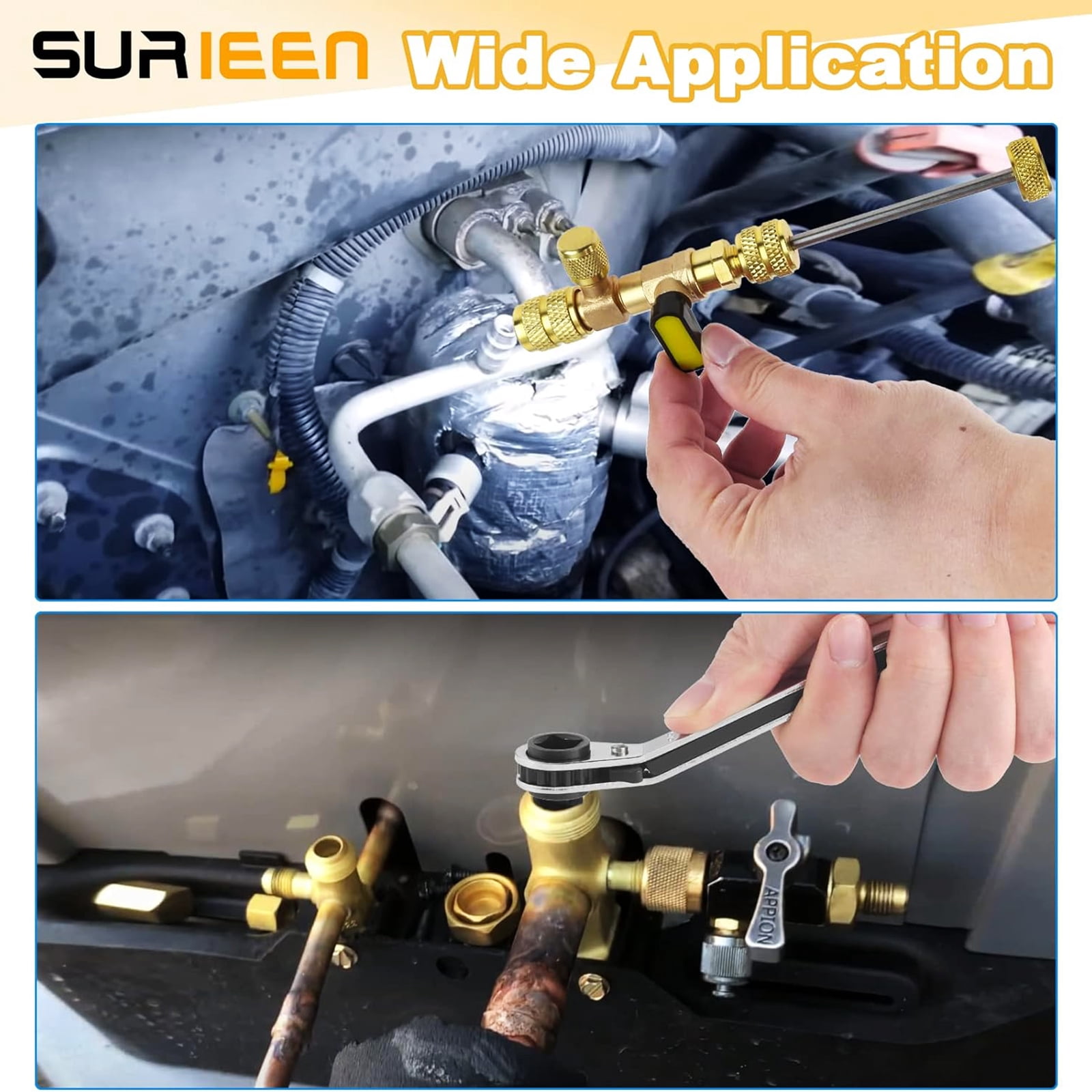 Valves Cores Remover Tool with Hex Bit Adapter Valves Cores HVAC Service Wrench Set for Equipment Repair