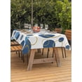 thumbnail image 3 of Outdoor Tablecloth with Umbrella Hole for Patio/Picnic/Party/Camping, Blue Polka Dots Waterproof Table Cloth Rectangle Table Cover Washable, Modern Abstract Art (60"x 84"), 3 of 8