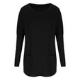 thumbnail image 4 of Annhoo Hauts de Détente pour Femmes Automne Col Rond Manches Longues Tuniques Confortables Chemises Unies avec Poches, 4 of 6