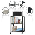 thumbnail image 2 of 3 Tier End Table with Wheels Side Table Bedside Table Storage Shelf for Bedroom, Kitchen, Living Room & Office, Stable Metal Frame, Wooden Top, 2 of 6