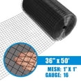 thumbnail image 2 of Fencer Wire 16 Gauge Black Vinyl Coated Welded Wire Mesh, 1” x 1” Mesh Size for Home and Garden Fence and Pet Enclosures Protect Chickens Rabbits and Farmed Animals, 2 of 9