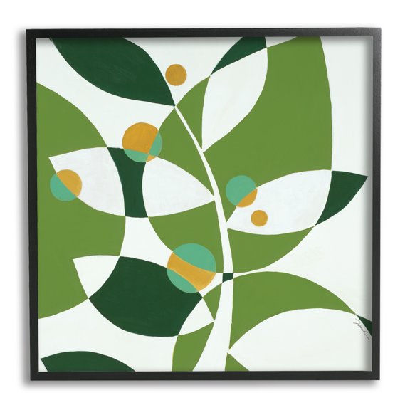 Stupell Industries Modern Green Leaf Abstraction Botanical & Floral Painting Black Framed Art Print Wall Art, 12 x 12
