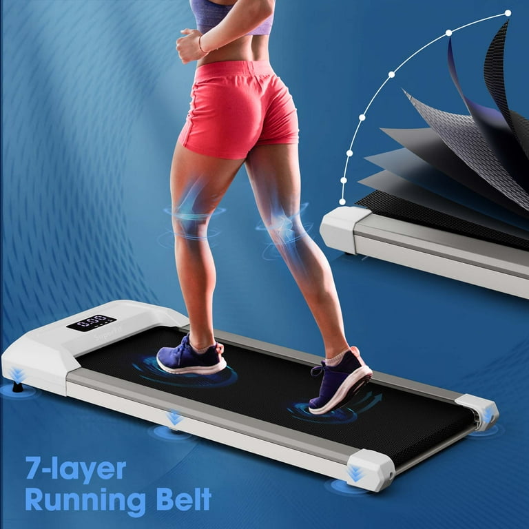 SuperFit 0.6 3.8MPH Walking Pad Under Desk Treadmill with Remote Control and LED Display White